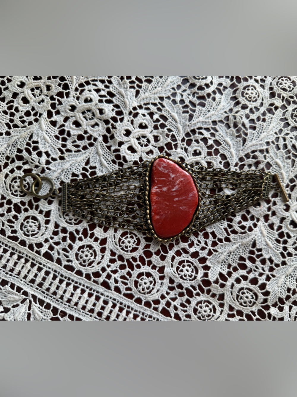 Red Stone Multi-Chain Bracelet